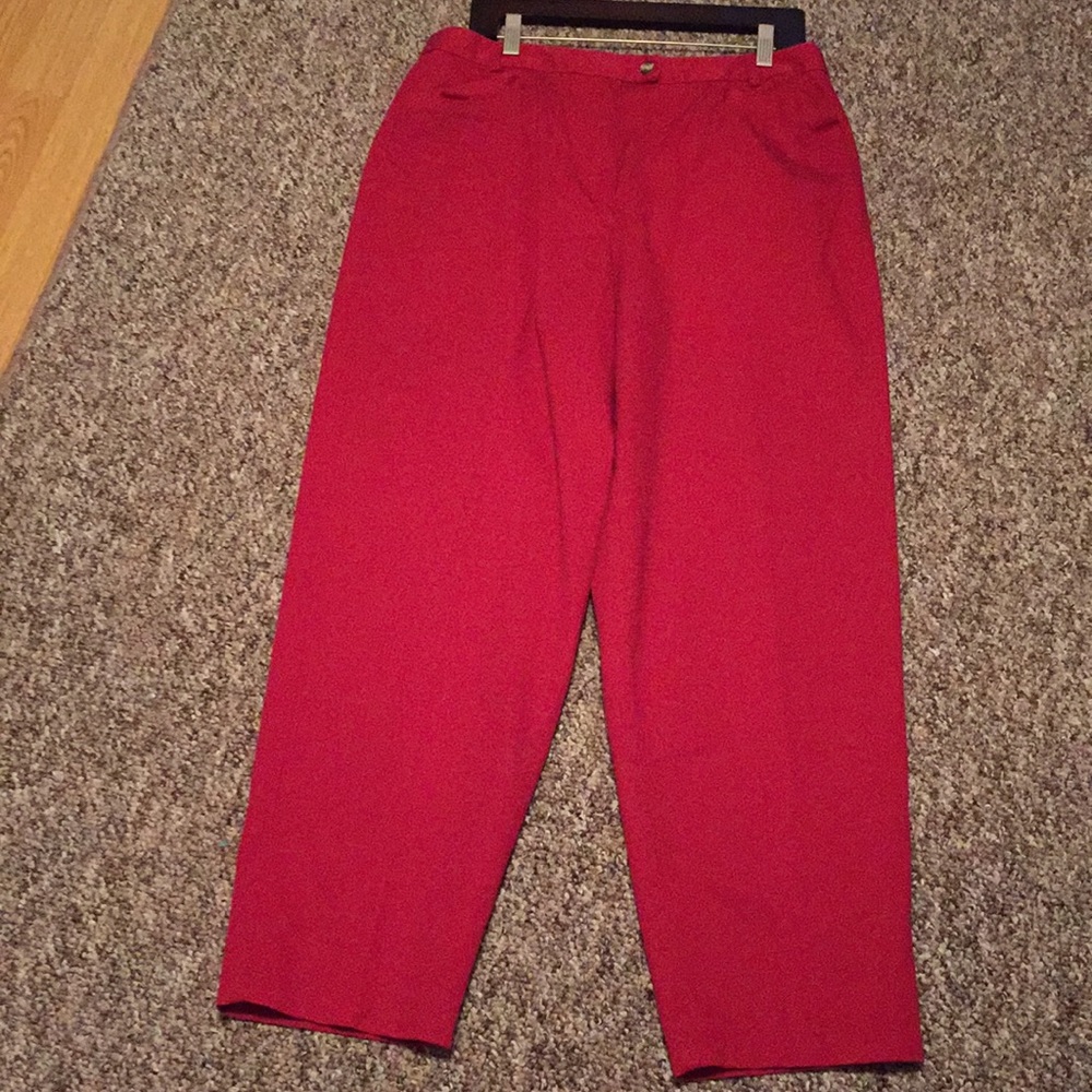 Classy Talbots Petites 16 100% Cotton Red Trousers